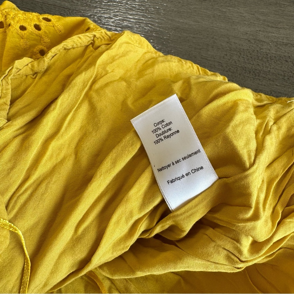ASTR The Label Elora Ruffle Eyelet Mini Dress Cut Out XS Yellow - Picture 8 of 11